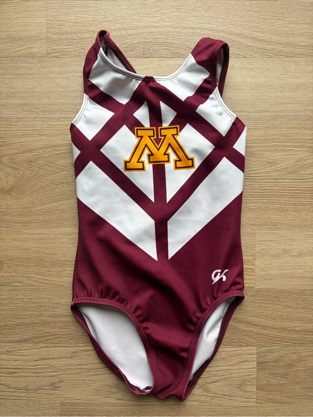 GK Kids Maroon and White gymnastics Leotard University of Minnesota